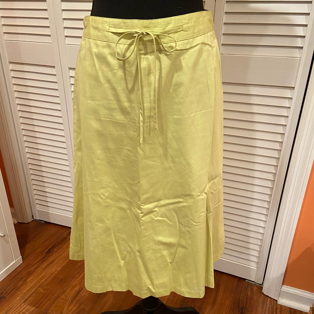 Talbots back-zip, waist tie skirt - lime green, 4